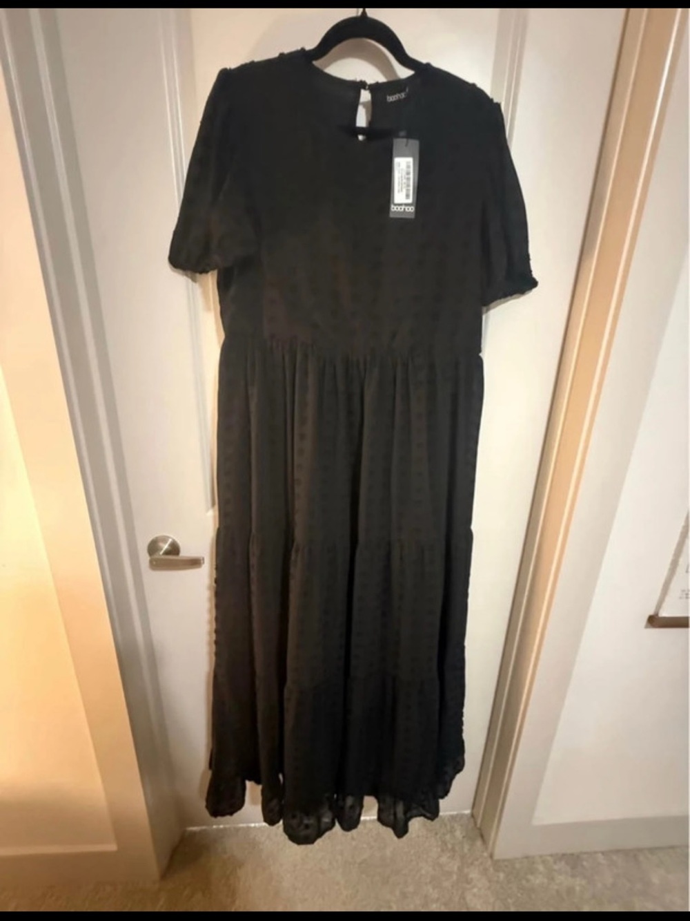 Boohoo Black Tiered Maxi Dress